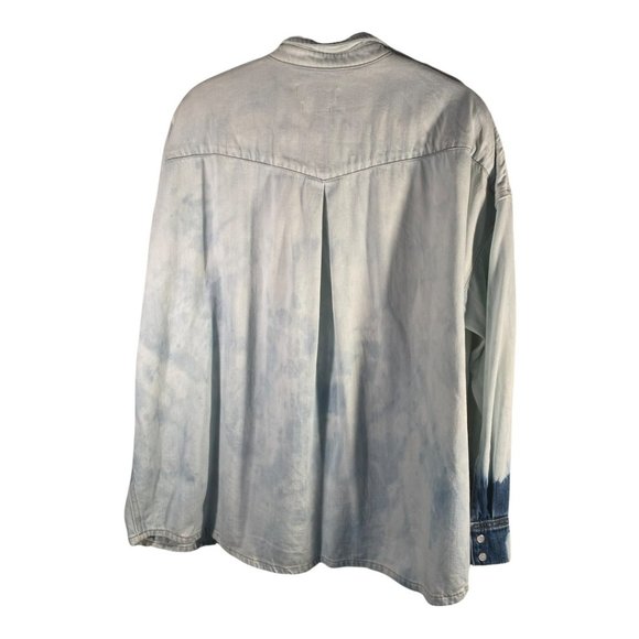 OVERLOVER LA LIGHT DENIM TIE DYE CUFF SHIRT (L) - Picture 2 of 9